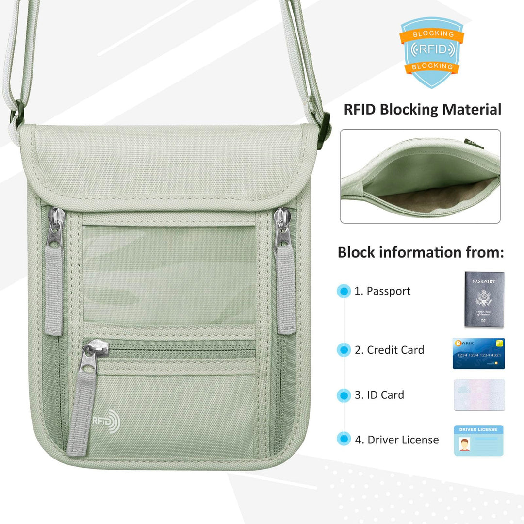 WALNEW Passport Holder Neck Pouch Travel Wallet for Wom