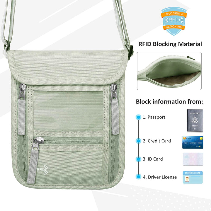 WALNEW Passport Holder Neck Pouch Travel Wallet for Wom