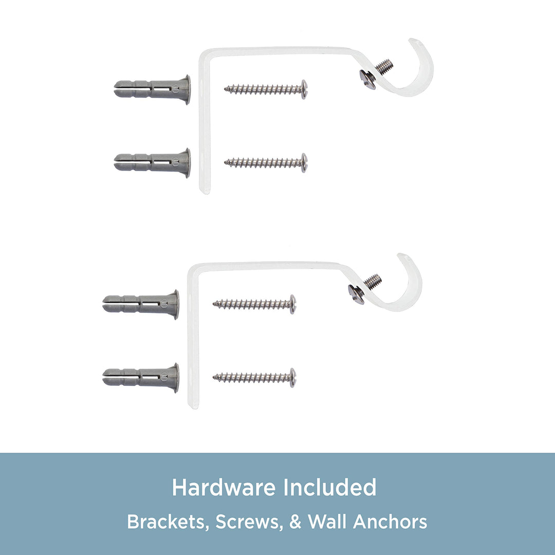 KN55250 Davenport Ball End Petite Café Decorative Window Curtain Rod, 28-48 Adjustable Length, White Finish, 1/2 Diameter Steel Tube