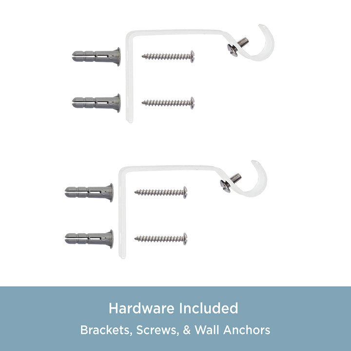 KN55250 Davenport Ball End Petite Café Decorative Window Curtain Rod, 28-48 Adjustable Length, White Finish, 1/2 Diameter Steel Tube