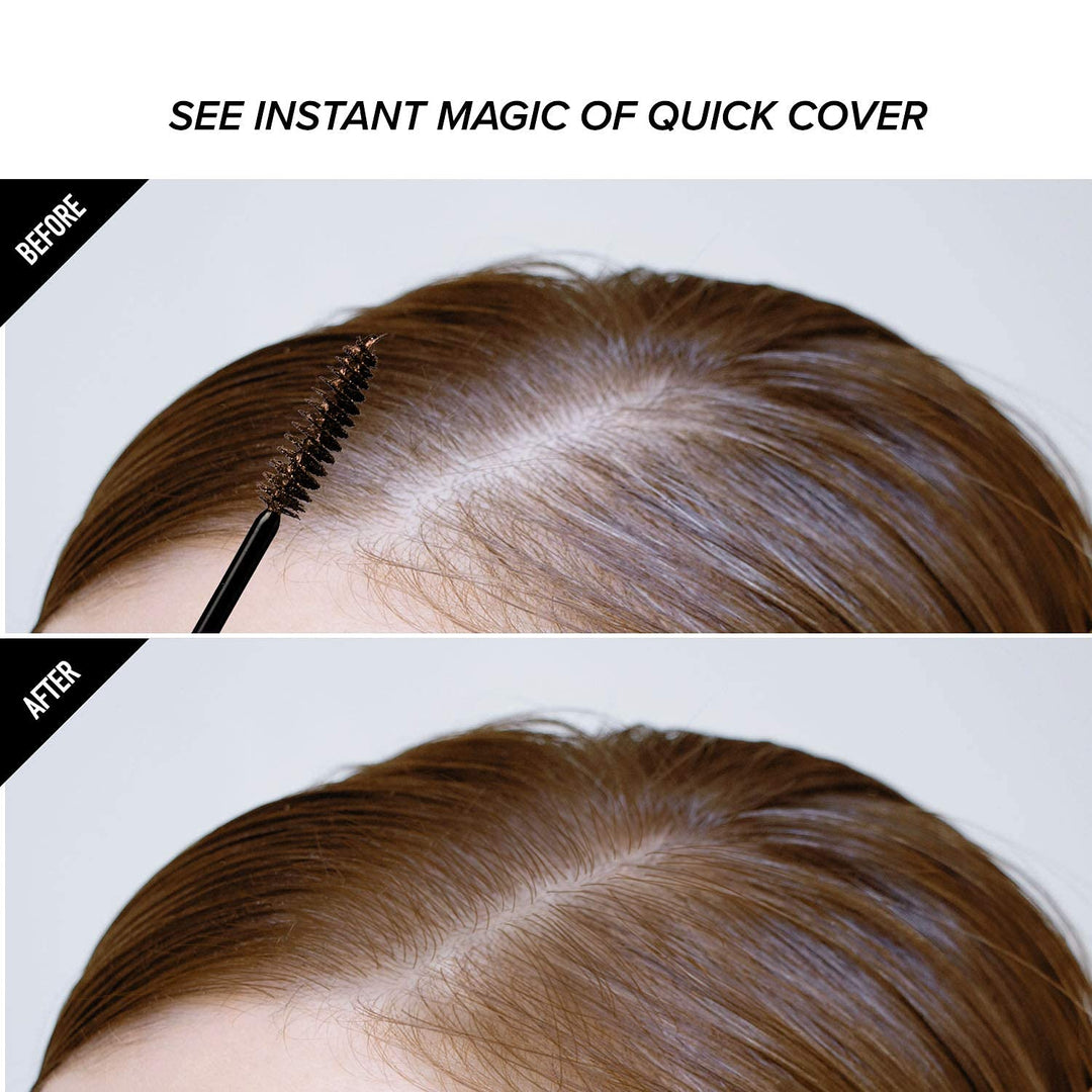 RED by Kiss Quick Cover Root Touch Up Mascara Water-Resistant Temporary Gray Concealer Cover Up Brush for Hair and Beard (Medium Brown)