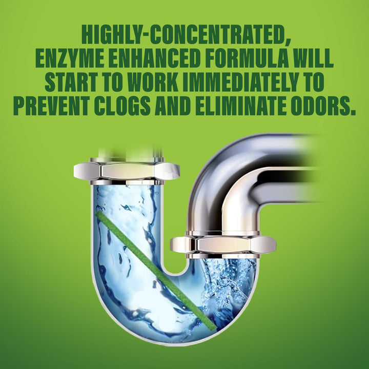 Drain Cleaner and Deodorizer Sticks with Enzymes - Maintain a Clean Drain, Safe for Pipes and Septic Tanks, Use Monthly - 12 Pack