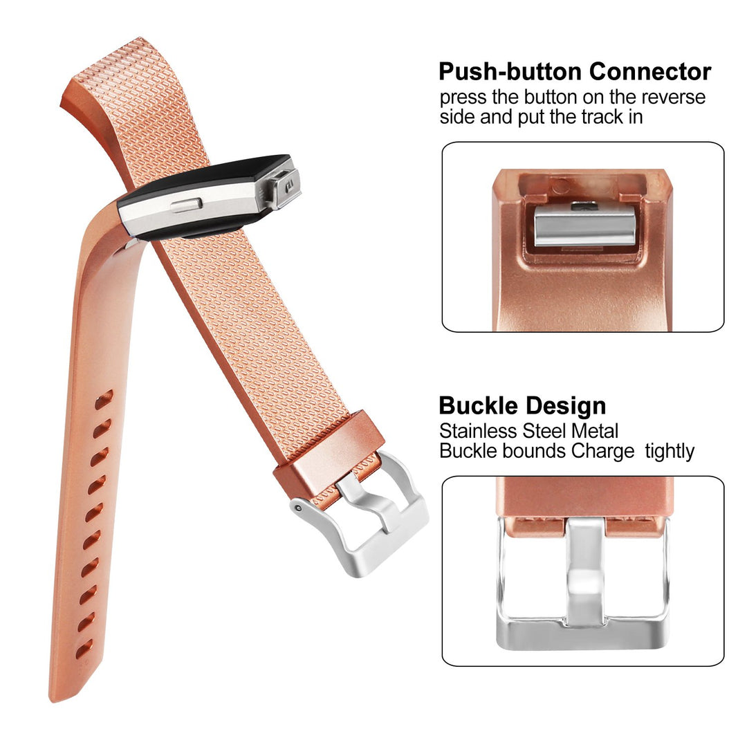 4 Pack Sport Bands Compatible with Fitbit Charge 2 Bands, Replacement Wristbands for Women Men Small/Large (Black/Champagne/Rose Gold/Silver, Small)