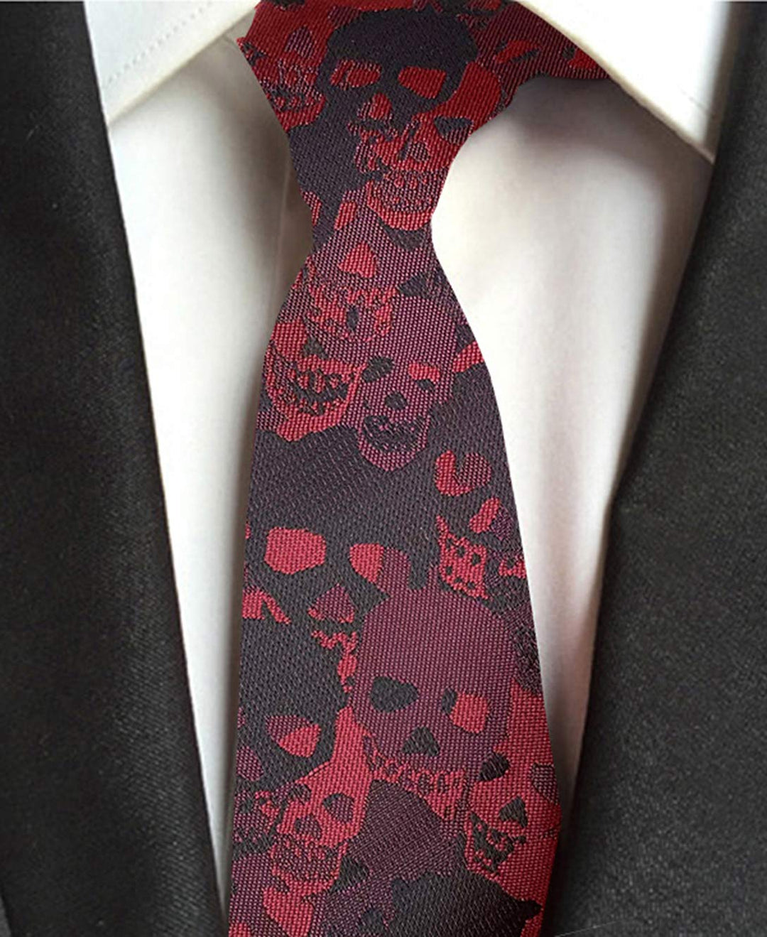 Blue Brown Skull Crossbones Necktie Skeleton Halloween Funny Party Tie Classic Silk Woven Jacquard Neck Ties