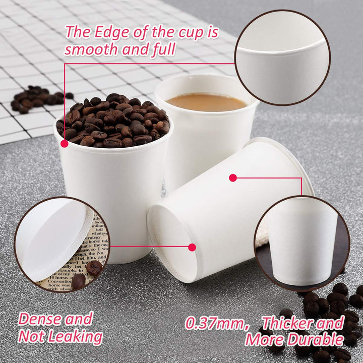 Paper Cups, 100 Count 8 Oz Coffee Cups, 8 Oz Paper Cups White Water Cups, 100 Count (Pack of 1)