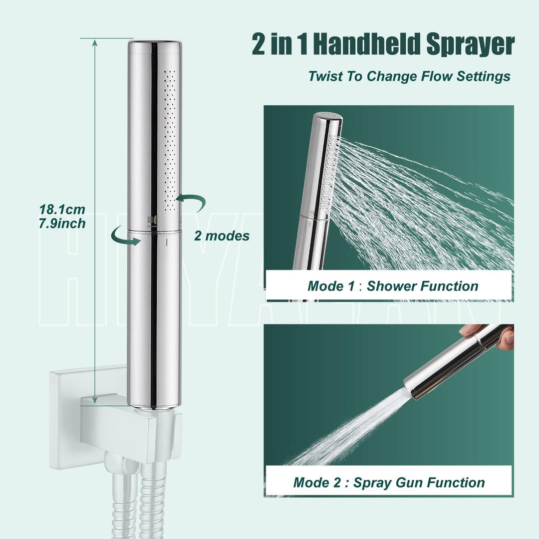Handheld Shower Handheld Shower Spray Bathroom Shower Wand High Pressure Luxury Hand Shower Brass High Flow Hand Shower Head,Dual Functions Style,Polished Chrome