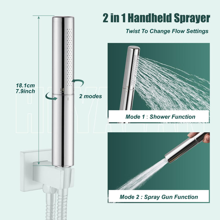 Handheld Shower Handheld Shower Spray Bathroom Shower Wand High Pressure Luxury Hand Shower Brass High Flow Hand Shower Head,Dual Functions Style,Polished Chrome