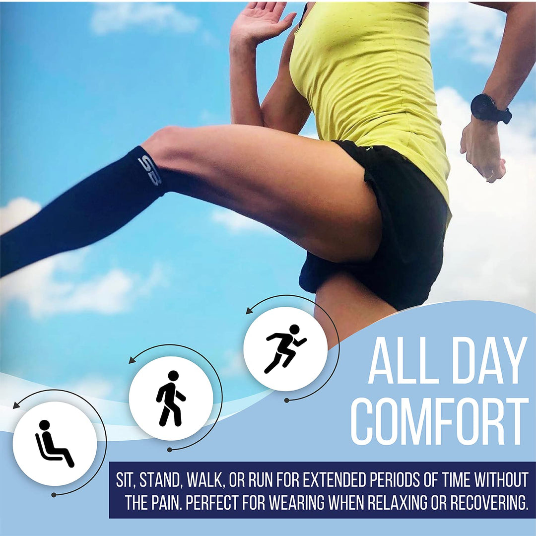 Lite Compression Socks (15-20mmHg) for Men &amp; Women – Best Socks for All Day Wear! (Black/Blue, S/M)