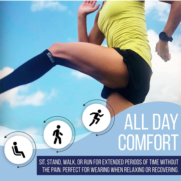 Lite Compression Socks (15-20mmHg) for Men &amp; Women – Best Socks for All Day Wear! (Black/Blue, S/M)