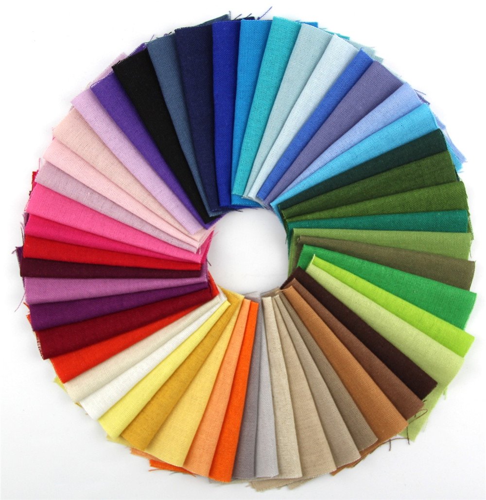50 Different Color Pieces Linen Fabric Solid Color Bundle Patchwork Squares Of 1010cm