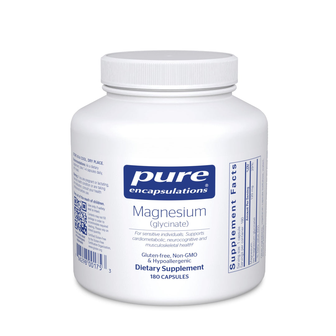 Magnesium (Glycinate) - Supplement to Support Stress Relief, Sleep, Heart Health, Nerves, Muscles, and Metabolism* - with Magnesium Glycinate - 180 Capsules
