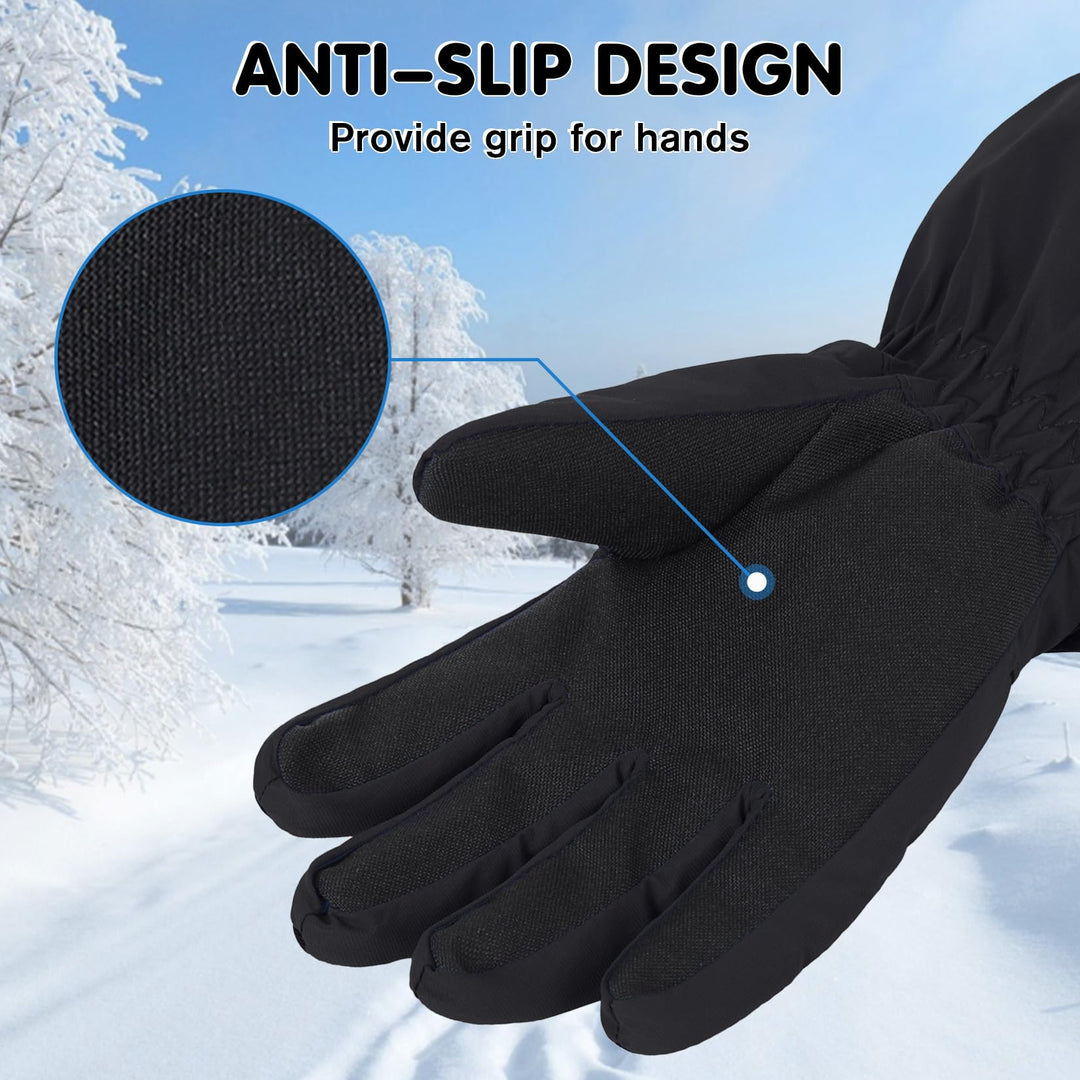 Kids Gloves Waterproof Boys Girls Ski Gloves Kids Snow Gloves for Toddlers Warm Winter Gloves for Kids Black S (4-6 Years)