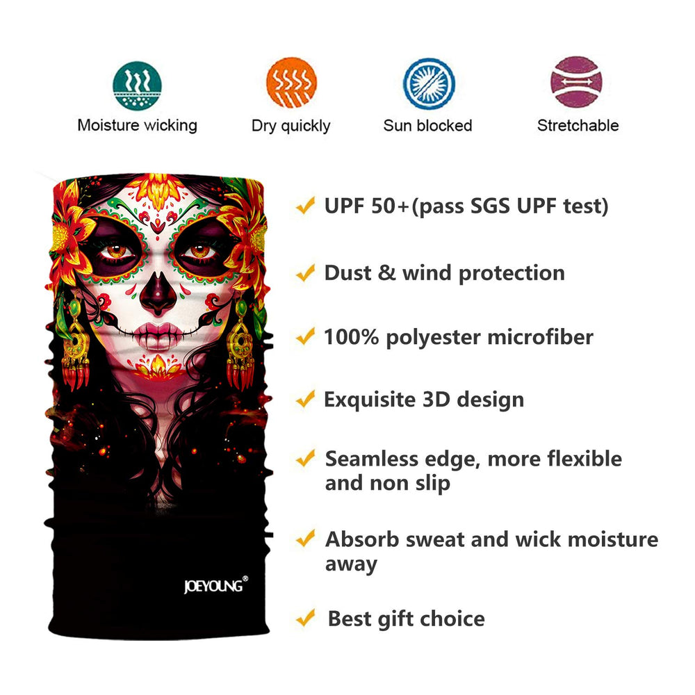 3D Face Sun Mask, Neck Gaiter, Headwear, Magic Scarf, Balaclava, Bandana, Headband Fishing, Hunting, Yard Work, Running, Motorcycling, UV Protection, Great Men & Women (B-Beauty-661)