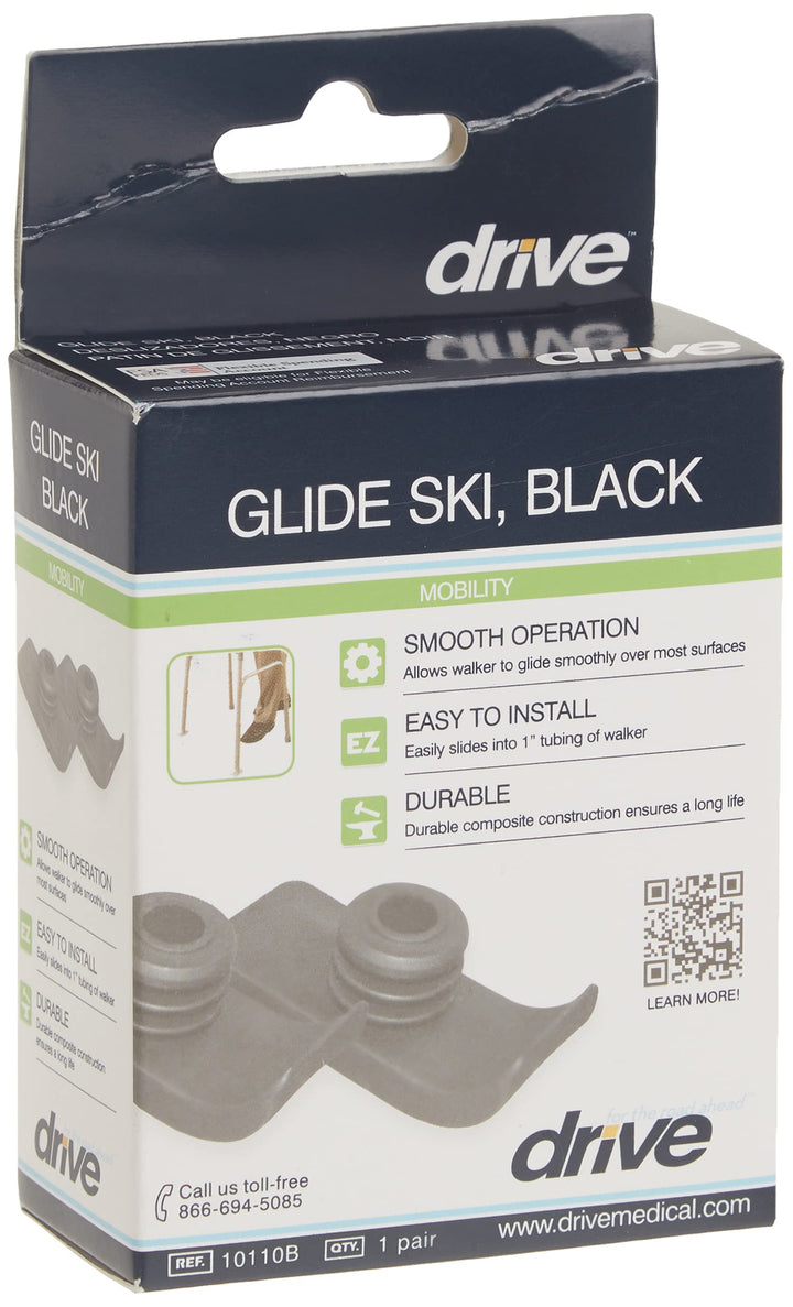 Walker Ski Glides, Black, 1 Pair