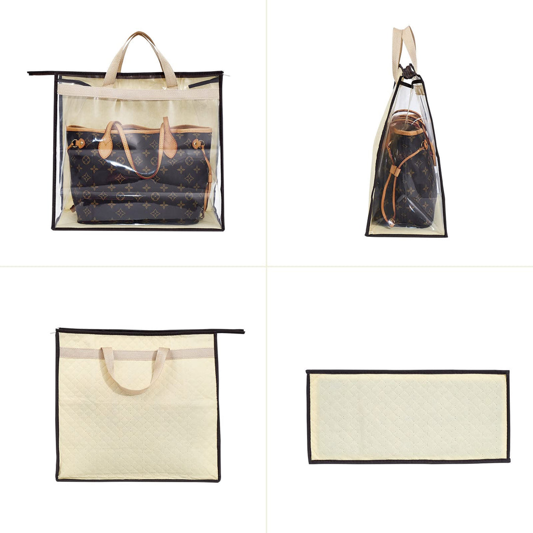 Premium Transparent Dust-Free Moistureproof Cover Purse Handbag Storage Organizer Hanging Bag with Handle Zipper Space-Saving Holder Grey XXL