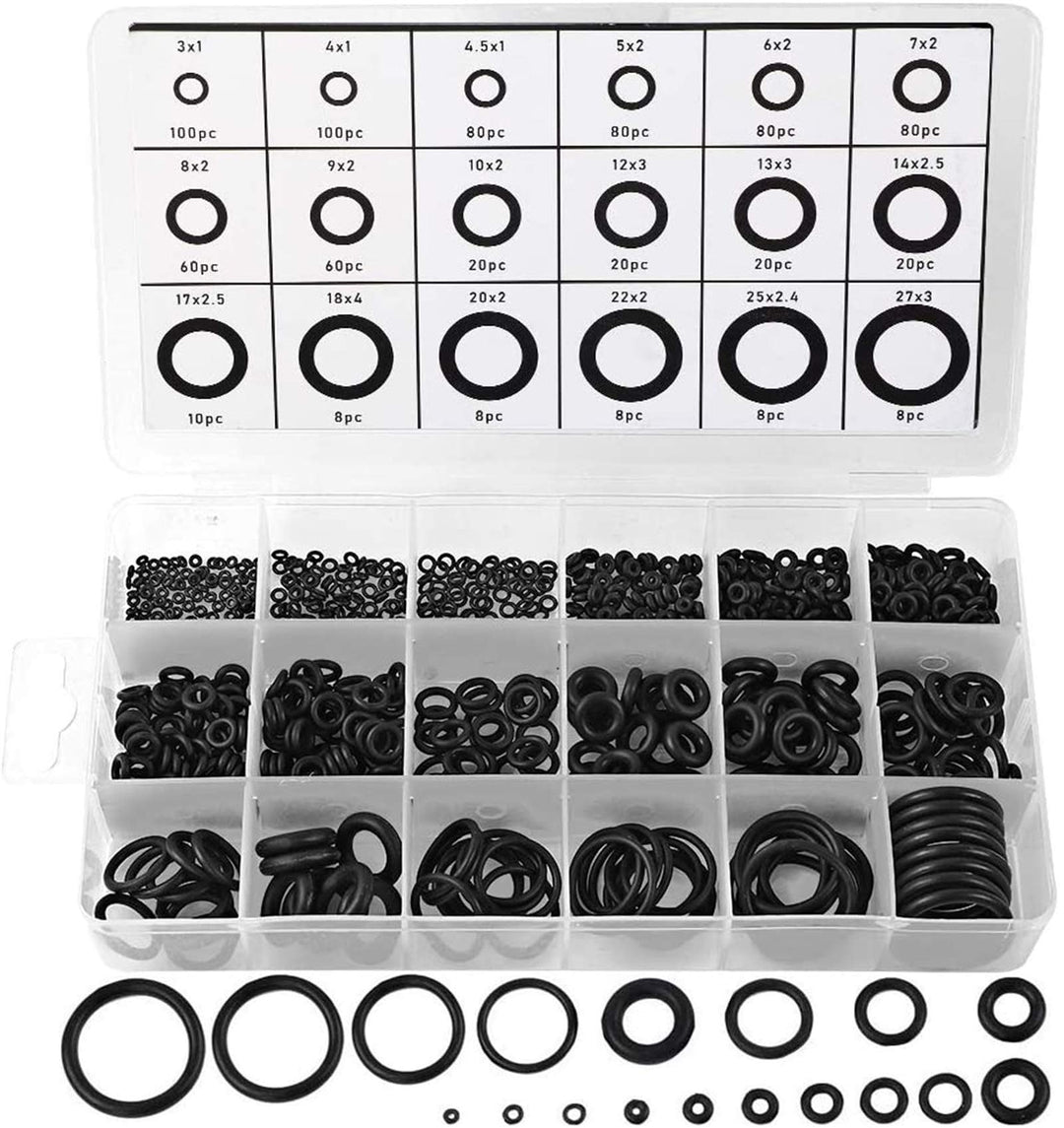 770pcs Rubber O Ring Assortment Kits 18 Sizes Sealing NBR Gasket Washers for Car Auto Vehicle Repair, Professional Plumbing, Air or Gas Connections