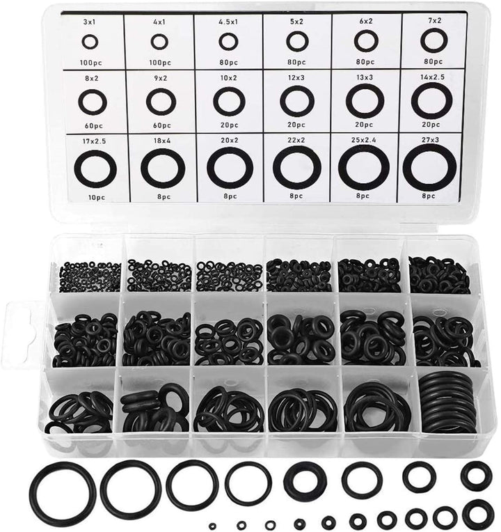 770pcs Rubber O Ring Assortment Kits 18 Sizes Sealing NBR Gasket Washers for Car Auto Vehicle Repair, Professional Plumbing, Air or Gas Connections