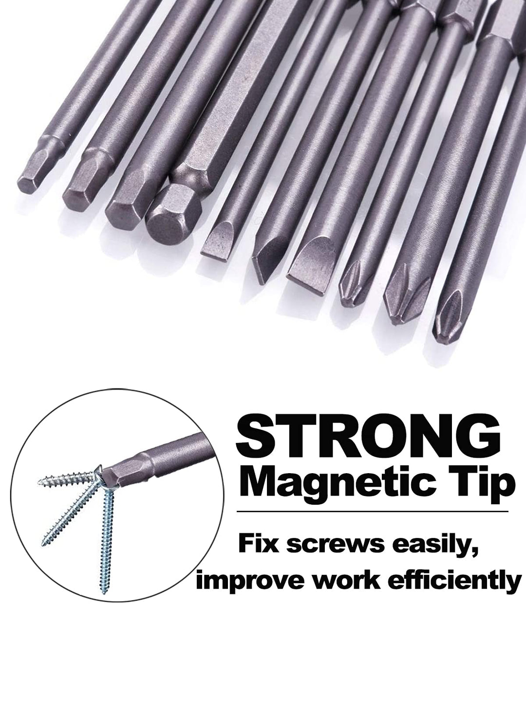 Rocaris 10pcs 1/4 Inch Hex Shank Long Magnetic Screwdri