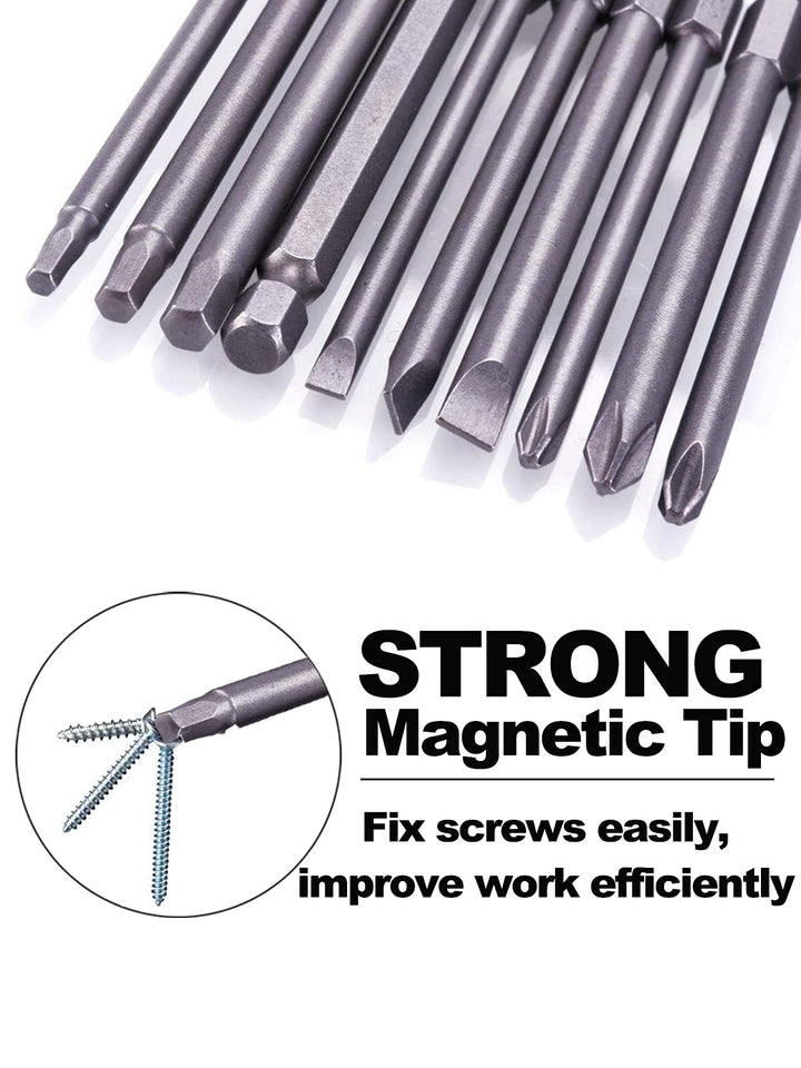 Rocaris 10pcs 1/4 Inch Hex Shank Long Magnetic Screwdri