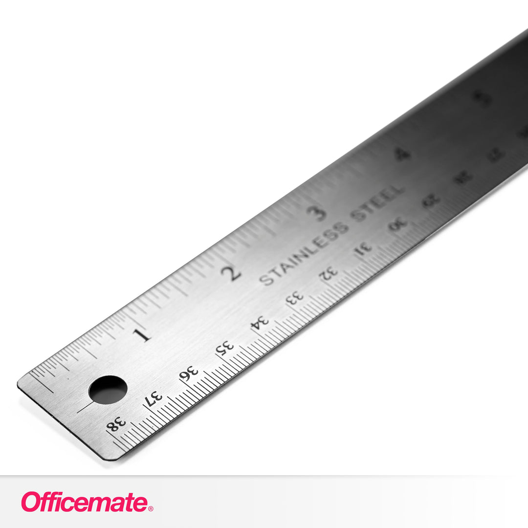Classic Stainless Steel Metal Ruler, 15 inches with Metric Measurements, Silver, 15 L x 1.25 W (66612)
