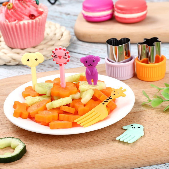 Vegetable Cutter Shape Set, Mini Cookie Cutters,Biscuit Cutter to Decorate Food, Children&#39;s Baking and Food Supplement tool Accessories Kitchen Crafts, (20PCS+20Fork)
