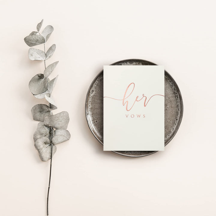 Ivory Wedding Vow Books His and Hers – Rose Gold Foil Bride and Wedding Notebook with 28 Pages - 5,9 x 3.9 – Vow Renewal - Bridal Shower Gifts - Time Capsule Love Letter (Rose Gold)