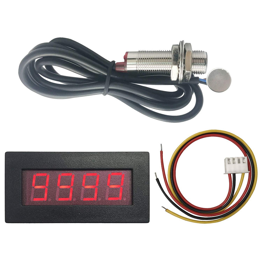 DIGITEN 4 Digital Red LED Tachometer RPM Speed Meter + 