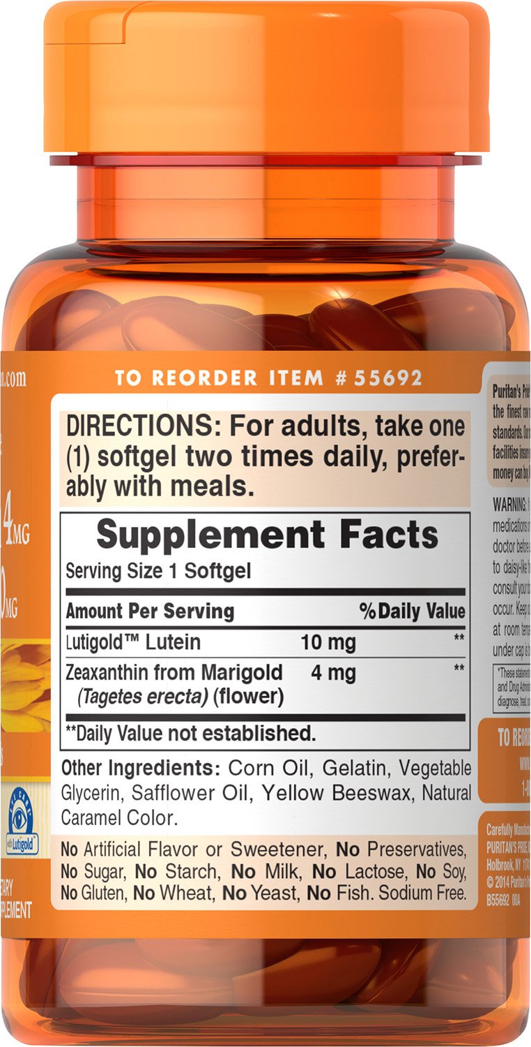 Puritan&#39;s Pride Zeaxanthin 4mg with Lutigold™ L