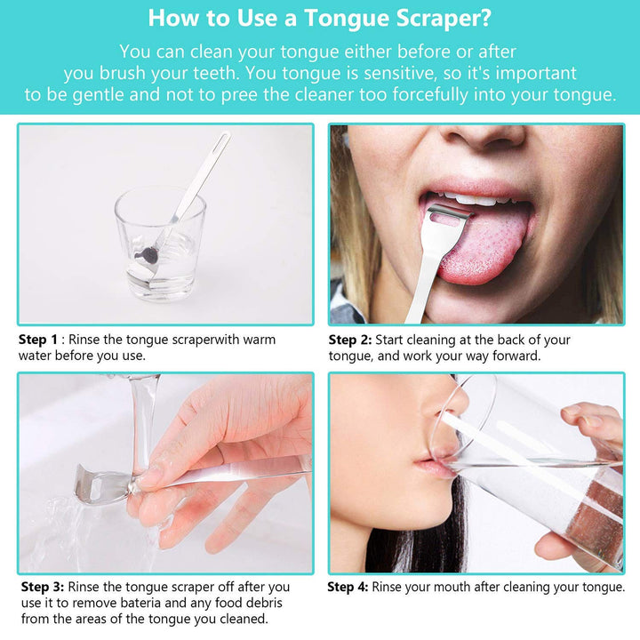 3 PCS Tongue Scraper for Adults, Stainless Steel Tongue Cleaner with Carry Travel Small Case, Medical Grade Metal Daily Oral Hygiene Brush Dental Kits Reduce Bad Breath Tool Gadgets Treatment