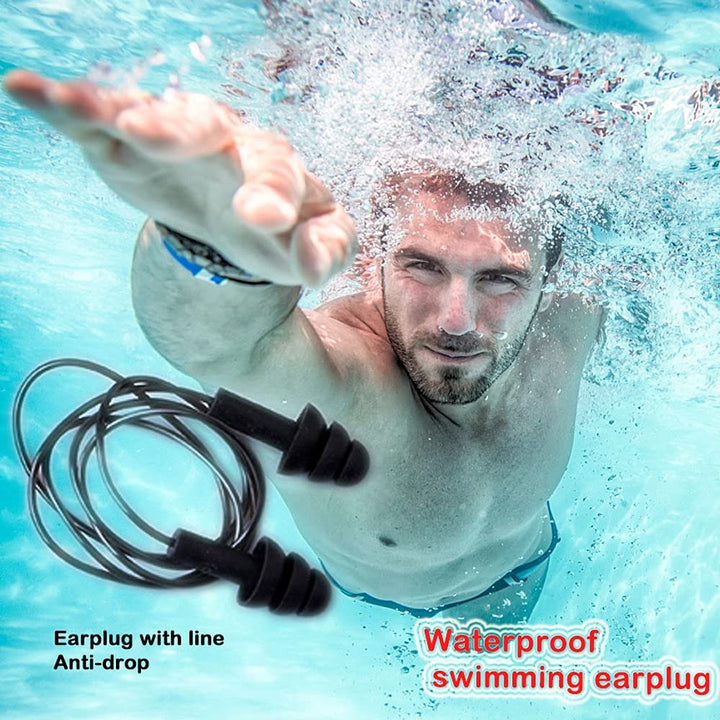 Noise Cancelling Ear Plugs with Cords 4 Pairs, Waterpro