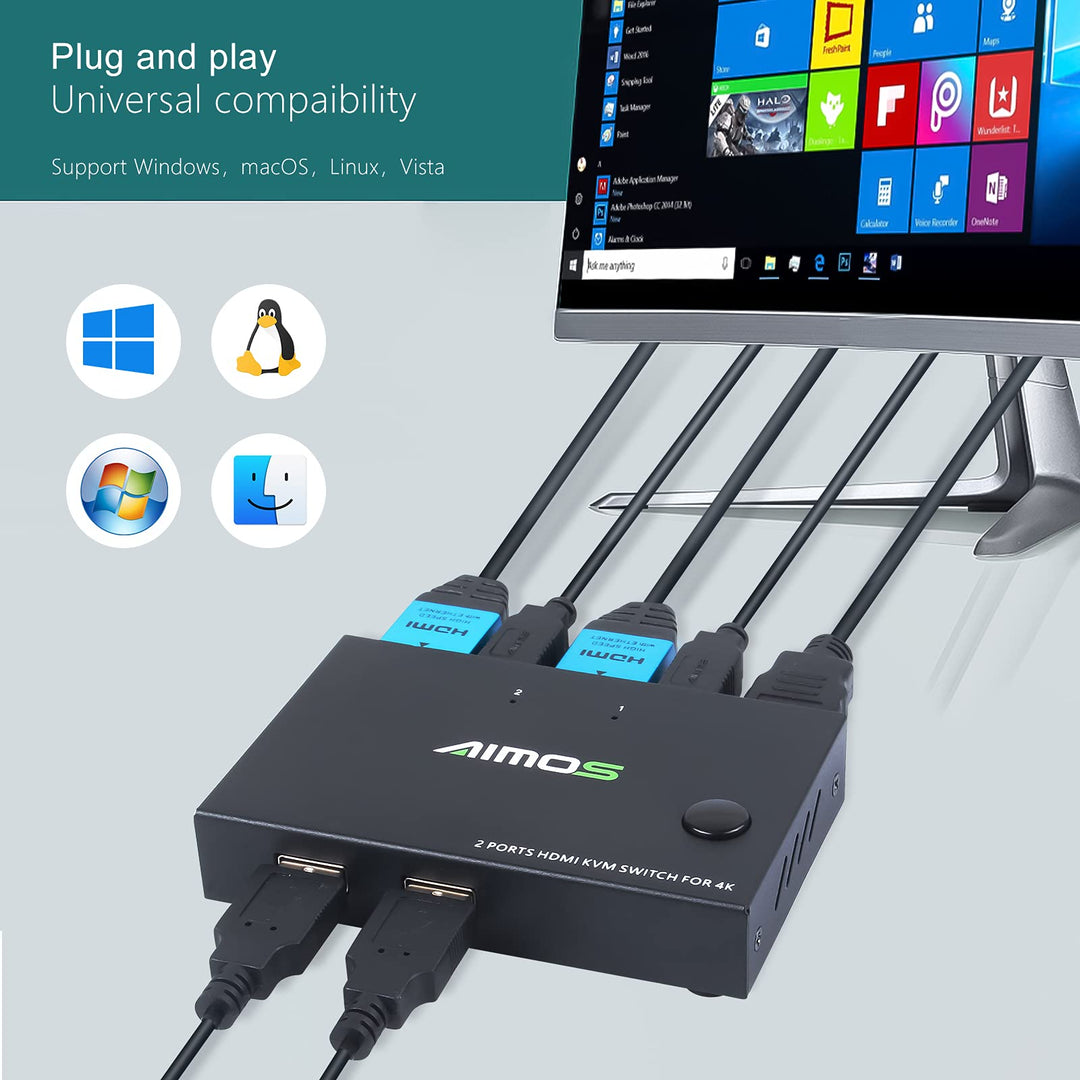 USB 3.0 Switch Selector, 2 in 2 Out USB Switcher for 2 Computers Share 2 USB Devices, Mouse, Keyboard, Scanner, Printer, 2 USB 3.0 Cables Included