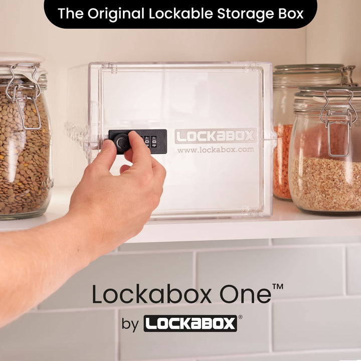 One™ | Premium Lock Box | 10 Litre Combination Lock Box For Food, Medicine &amp; Home Safety | External Size 12 x 8 x 6.6 inches (Crystal)