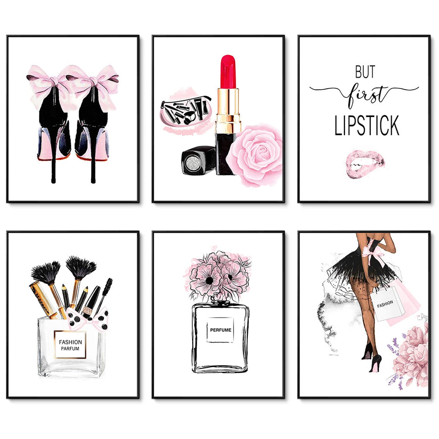 HoozGee Pink Room Decor Fashion Wall Art Prints Set of 
