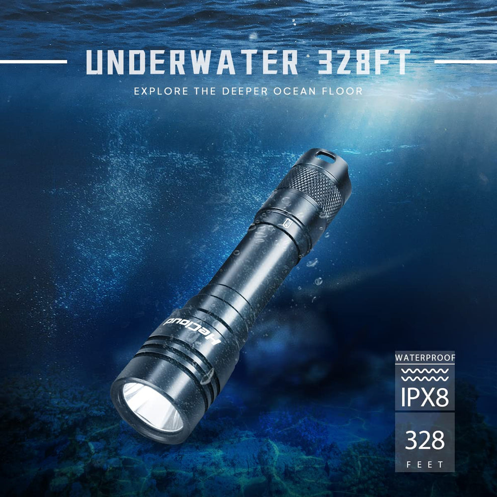 5500LM Scuba Diving Flashlight with Rechargeable Dive Light Scuba Diving Underwater Flashlight 328ft IPX8 Waterproof 4 Modes Scuba Dive Light with Charger for Submarine Deep Sea Snorkeling