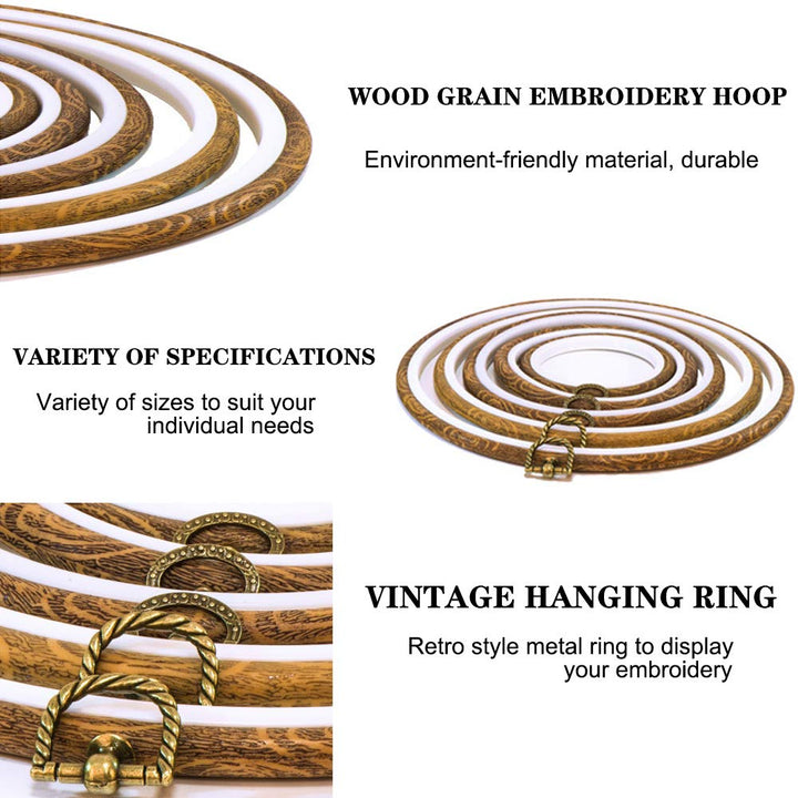 7&#39;&#39; Oval Embroidery Hoop for Cross Stitch, 5PCS 19CM Decorative Embroidery Frames for Displaying Artswork