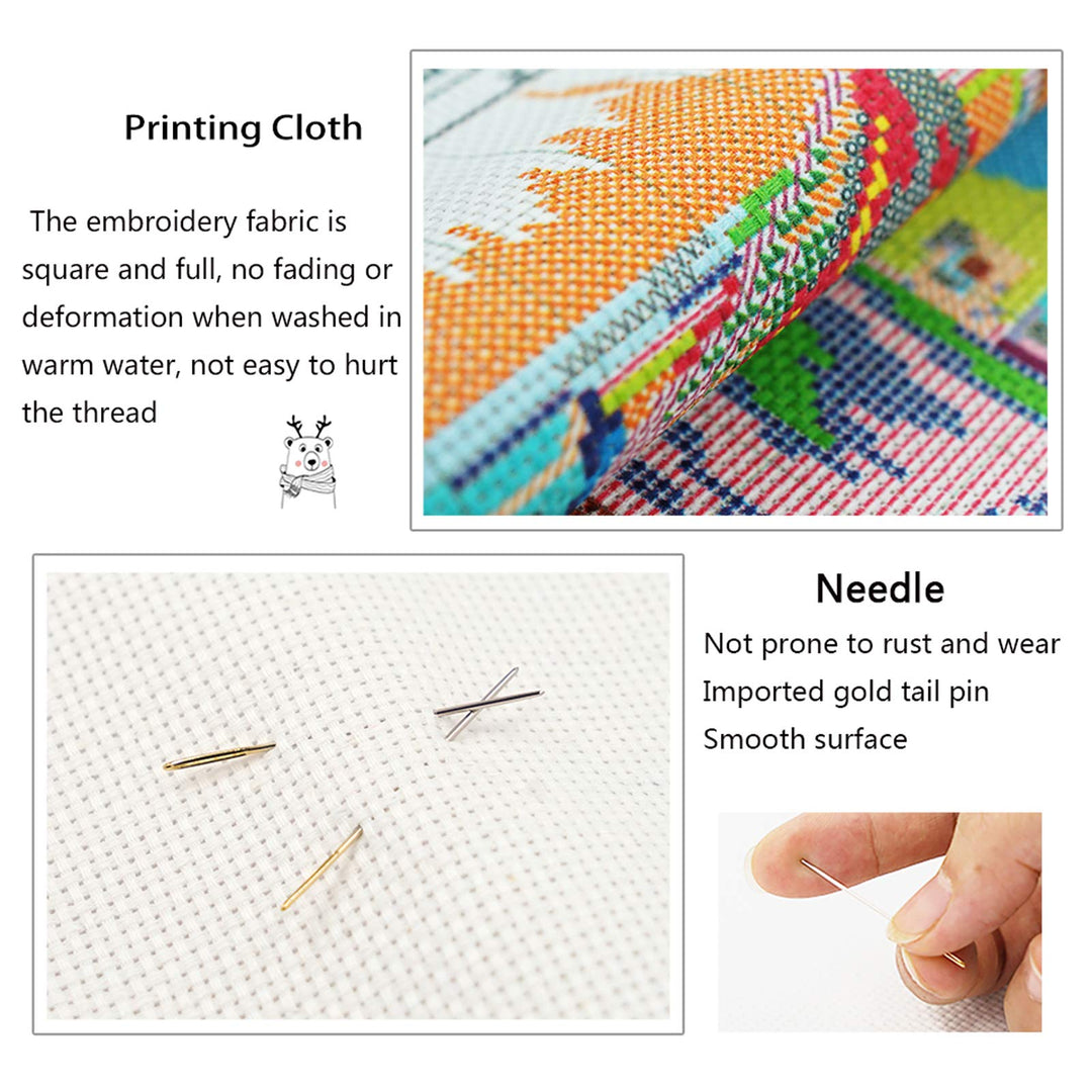 Stamped Cross Stitch Kits for Beginners Full Range of Cross Stitching Preprinted Pattern for Kids or Adults, DIY Needlepoint Starter Kits (Sitting Dog 10.3x7.9 inch)