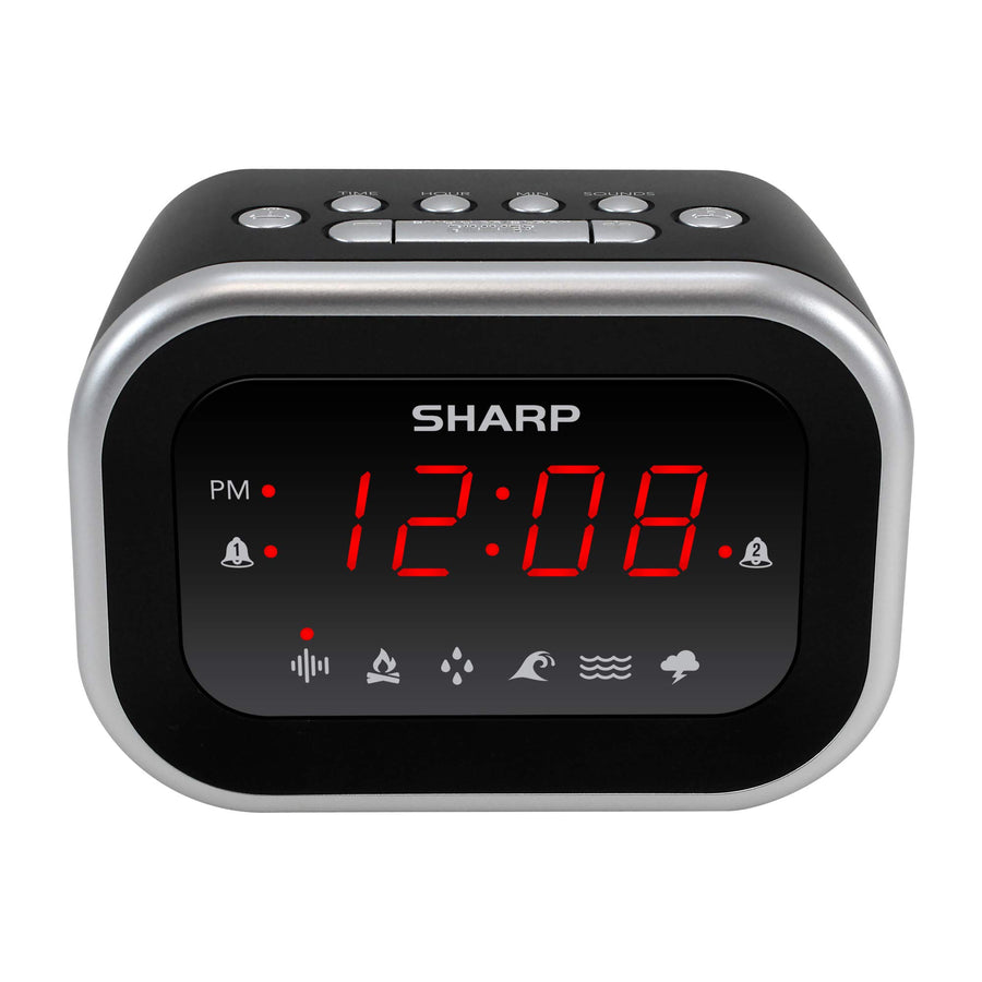 SHARP Dual Alarm Clock with Sound Machine with 6 Relaxi
