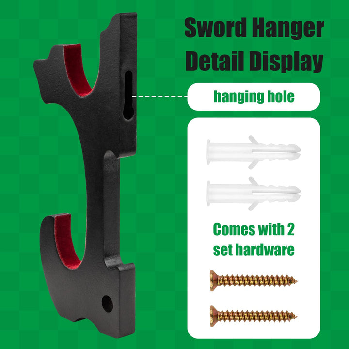 Ekkhysis Sword Holder Wall Mount 2-Tier Velvet Padded H