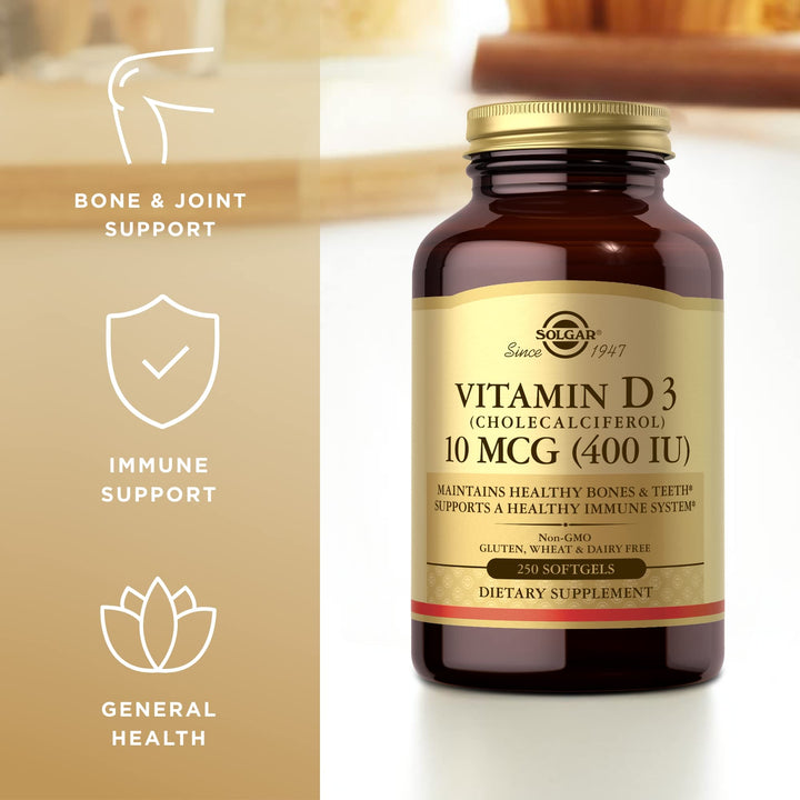 Solgar Vitamin D3 (Cholecalciferol) 10 MCG (400 IU), 25