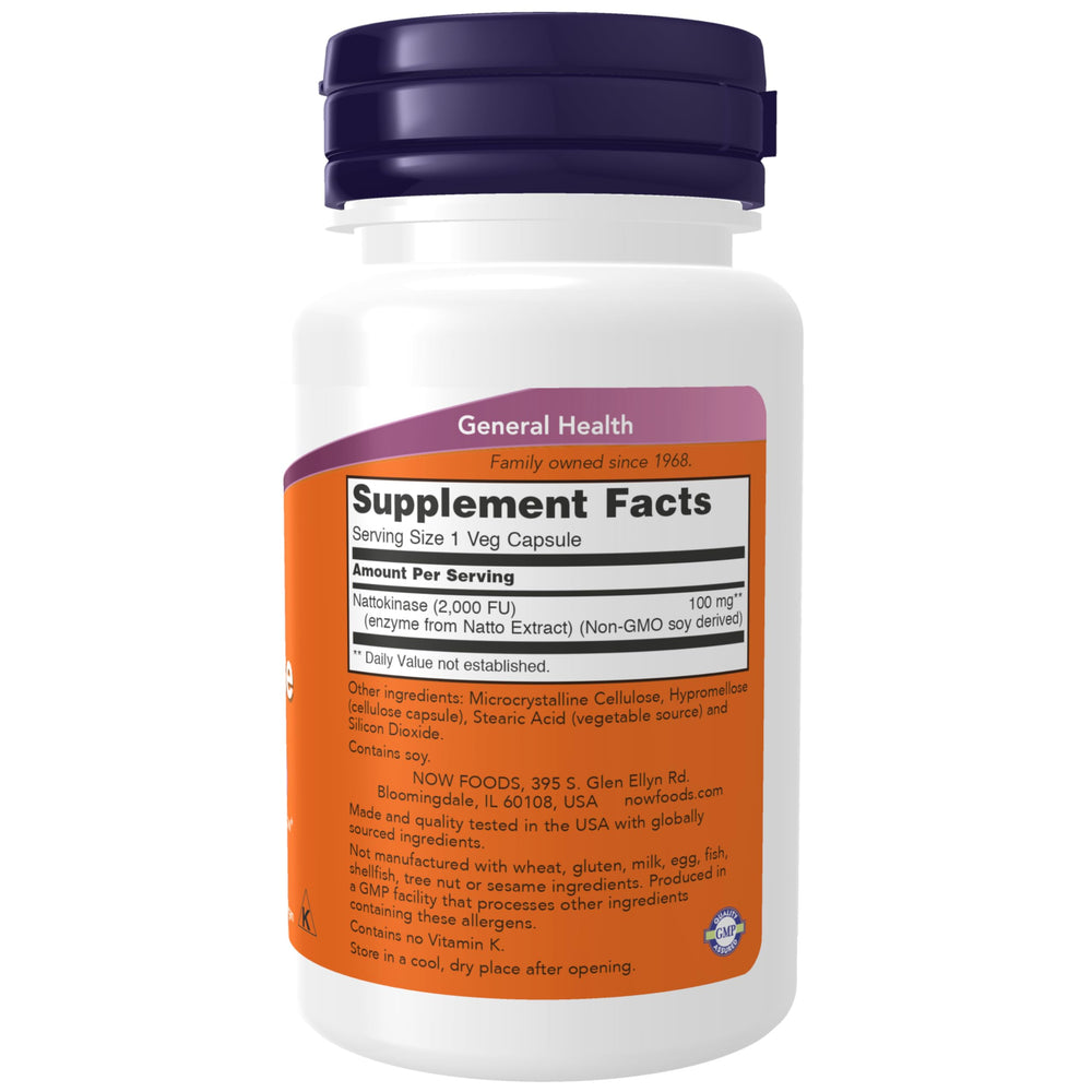 NOW Supplements, Nattokinase 100 mg (from Non-GMO Soy) 