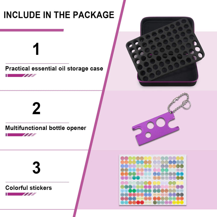 Essential Oil Storage Holder Organizer Carrying Case, Essential Oils Box Holds 70 Bottles 5ml 10ml 15ml 20ml Bottle for doTerra, Young Living Oils, Essential Oil Bag with Labels &amp; Bottle Opener
