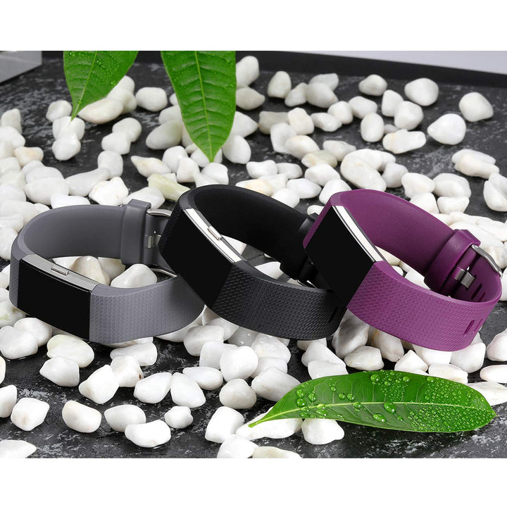 Bands Replacement Compatible with Fitbit Charge 2 for Women Men Small, 3 Pack Sports Watch Band Strap Wristband Compatible with Fitbit Charge2 HR Fitness Tracker, Black, Plum, Gray
