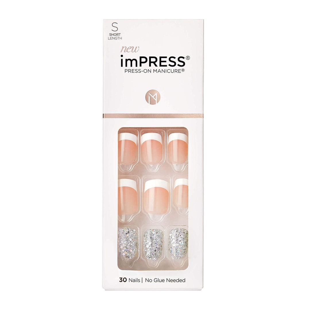 KISS Press-On Manicure, Nail Kit, PureFit Technology, Short Press-On Nails, Time Slip, Includes Prep Pad, Mini File, Cuticle Stick, and 30 Fake Nails