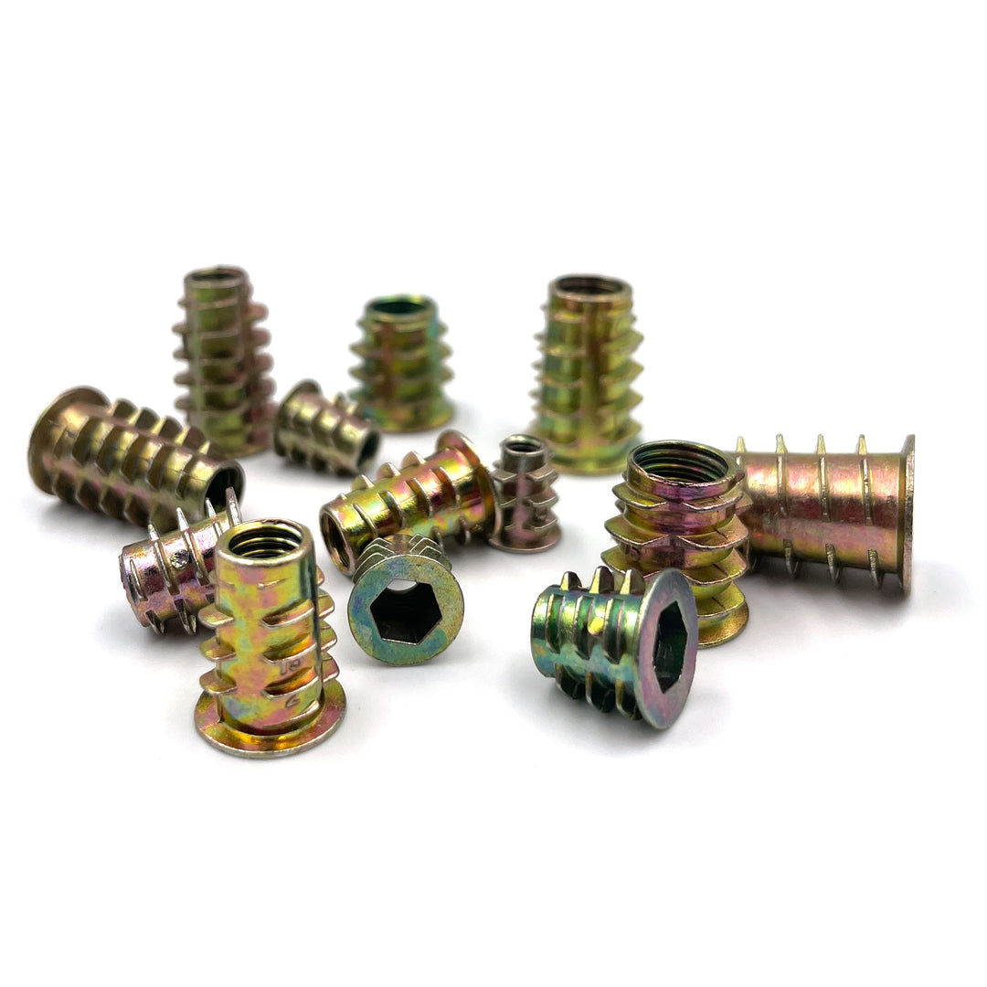 125pcs Metric Threaded Insert Nut Assortment Kit, Zinc Alloy Wood Inserts Bolt Fastener Hex Socket Drive Nut, Screw in Nut for Wood Furniture