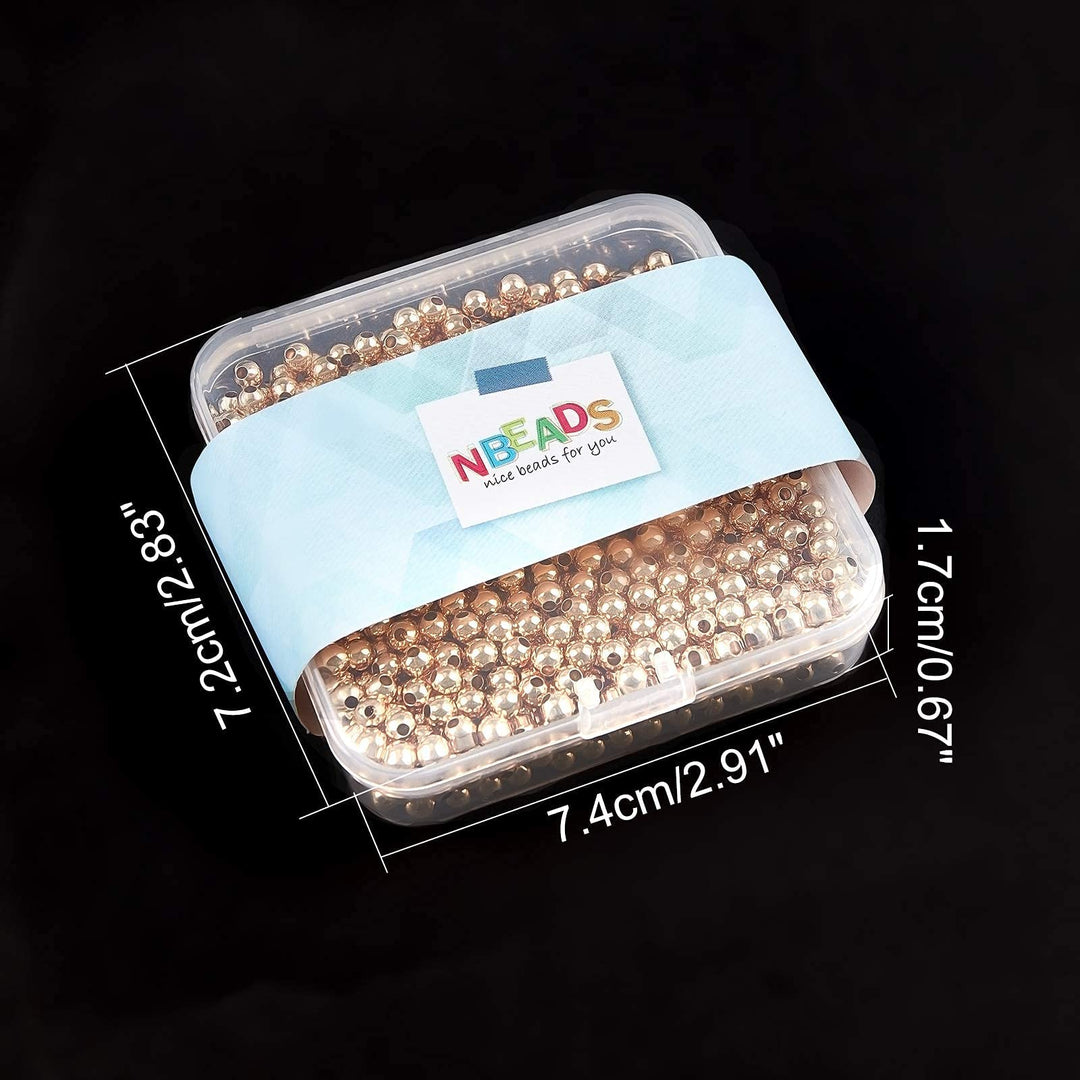 About 1000 Pcs Real 18K Gold Plated Solid Brass Beads, 4mm Metal Spacer Beads Smooth Spacer Beads Gold Beads for Jewelry Making Tarnish Free Beads, 1.2mm Hole