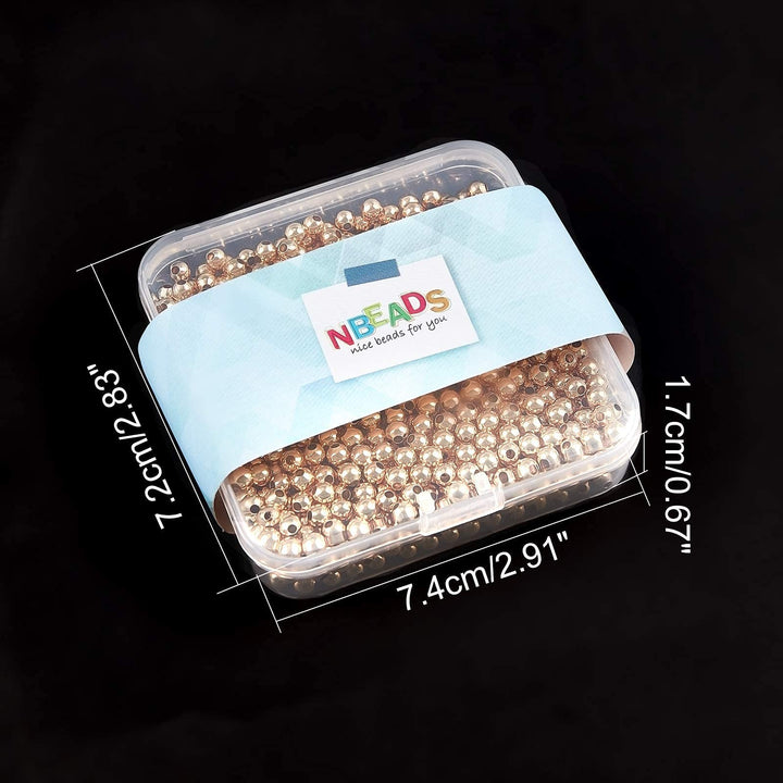 About 1000 Pcs Real 18K Gold Plated Solid Brass Beads, 4mm Metal Spacer Beads Smooth Spacer Beads Gold Beads for Jewelry Making Tarnish Free Beads, 1.2mm Hole