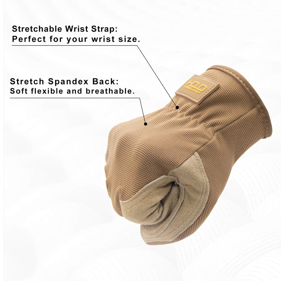 2-Paris Genuine Leather Work Gloves Stretchable Wrist Tough Cowhide Gardening Glove,Safety Working Glove for Wood Cutting/Construction/Truck Driving/Garden/Yard Working for Men and Women (XXL, Brown)