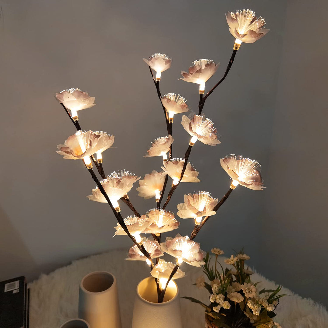 LED Flower Fairy Lights Lighted Twig Branch Vase Decorative Artificial Flower Battery Powered 30 inches Tall for Home Christmas Party Decor Outdoor Indoor (Purple)