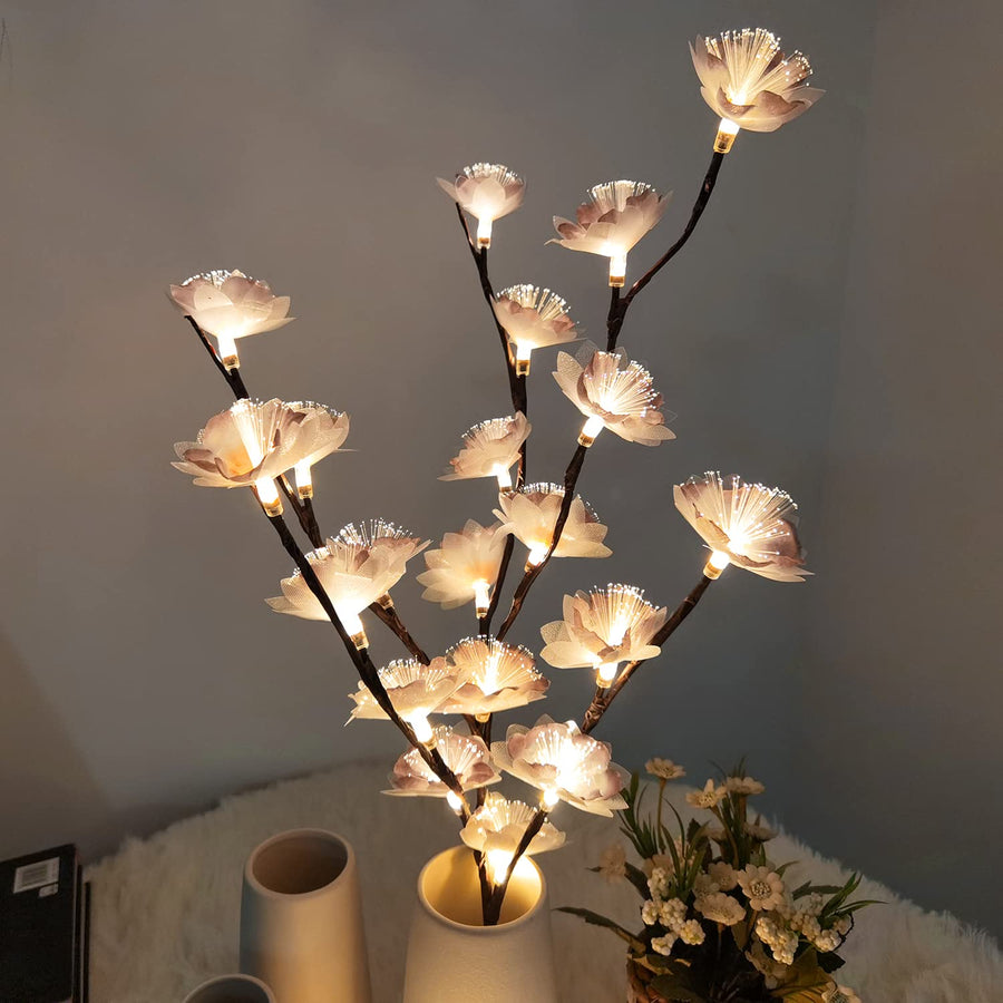 LED Flower Fairy Lights Lighted Twig Branch Vase Decorative Artificial Flower Battery Powered 30 inches Tall for Home Christmas Party Decor Outdoor Indoor (Purple)