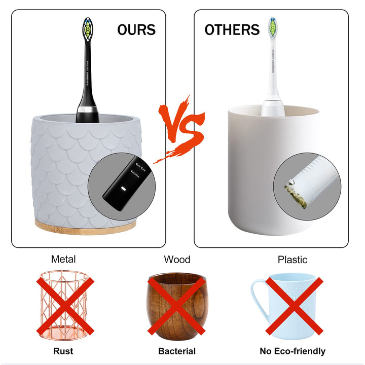 Toothbrush Holders Diatomite Toothbrush Holder Bamboo Drain Tooth Brushing Holder Toothbrush Holders for Bathrooms Tooth Brush Holder Electric Toothbrush Holder Toothpaste Holder Dark Gray